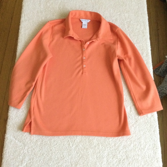 Vintage Abercrombie Polo 3/4 Sleeve Orange - Sz Large - Picture 6 of 8